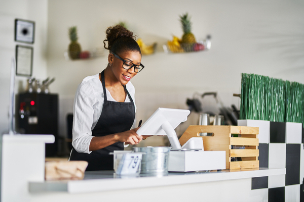 Employee using POS
