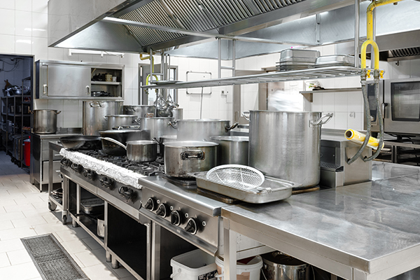 Empty And Clean Ghost Kitchen With Stainless Steel Appliances